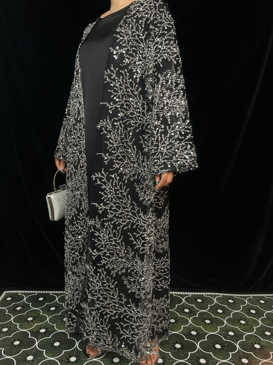 MSL895 The Night Shines Open Abaya Set