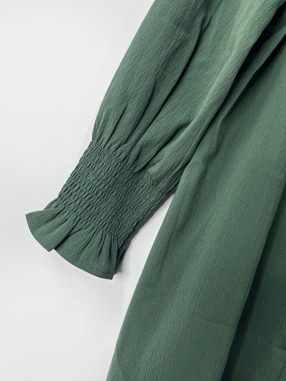Ramadan Abaya mit Rundhalsausschnitt und gerafften Manschetten, elegantes, schlichtes Maxikleid mit langen Ärmeln, Damenbekleidung, Kebaya Kaftan MSL130