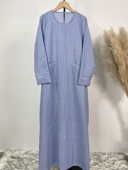 MSL50 Modest Dress - Striped, Long, Everyday | Hojumbo
