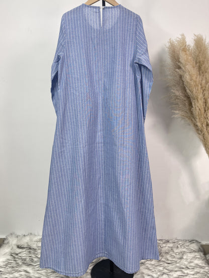 MSL50 Modest Dress - Striped, Long, Everyday | Hojumbo