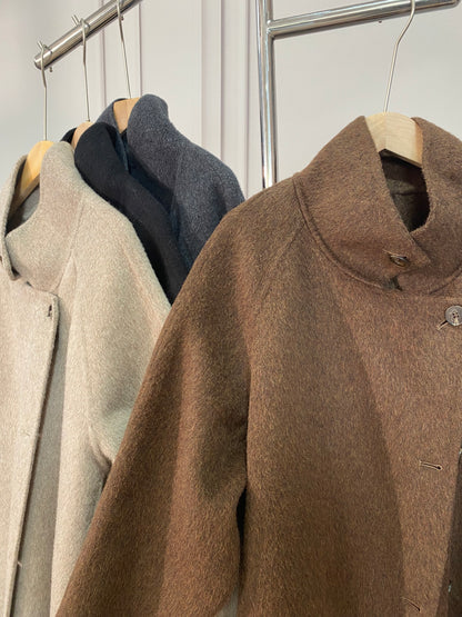 MN003 Women's 70% Wool Coat, Floor Length, Winter Standing Collared Wool Coat with Belt