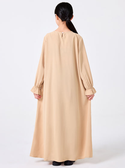Ramadan Middle Eastern Muslim Girls Solid Color Prayer Dress Shawl Top Coat Dress Abaya Suit MSL0249