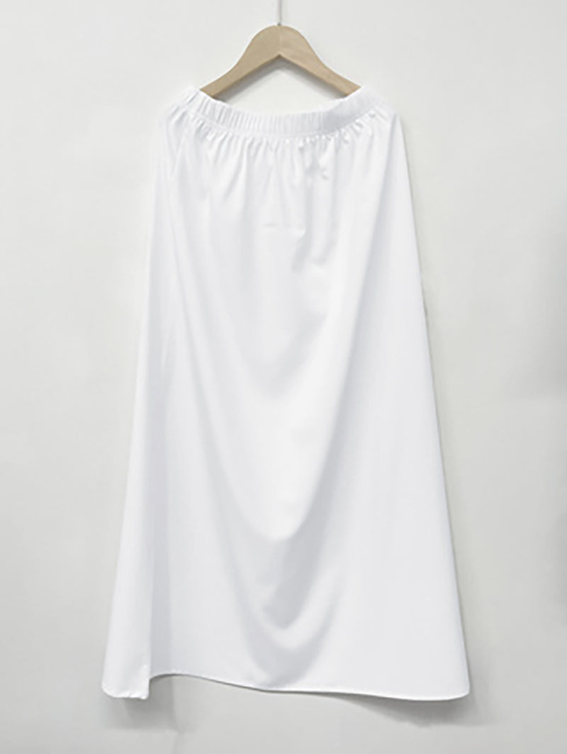 MSL191 Ramadan Abaya Solid Color Muslim Skirt Set, Crew Neck, Batwing Sleeve Loose Top, Elastic Waist Maxi Skirt, Women's Clothing