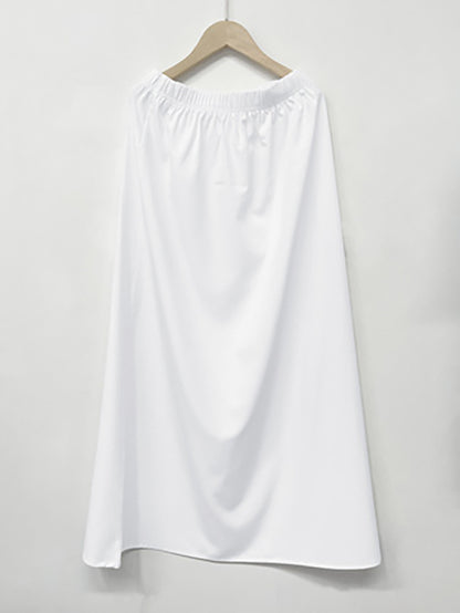 MSL191 Ramadan Abaya Solid Color Muslim Skirt Set, Crew Neck, Batwing Sleeve Loose Top, Elastic Waist Maxi Skirt, Women's Clothing