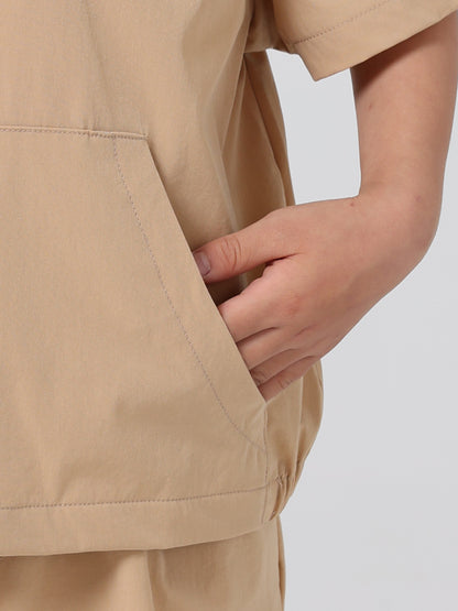MSL877 Boys 2-Piece Set - Hooded, Short Sleeve, Solid Color | Hojumbo