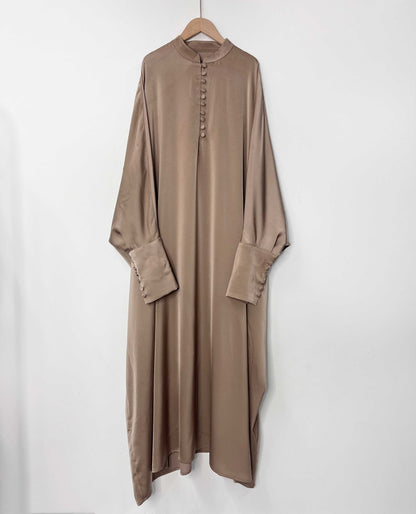 Ramadan Abaya Button Front Batwing Sleeve Modest Dress, Elegant Loose Solid Color Cloak Maxi Outwear Kaftan, Women's Clothing MSL125