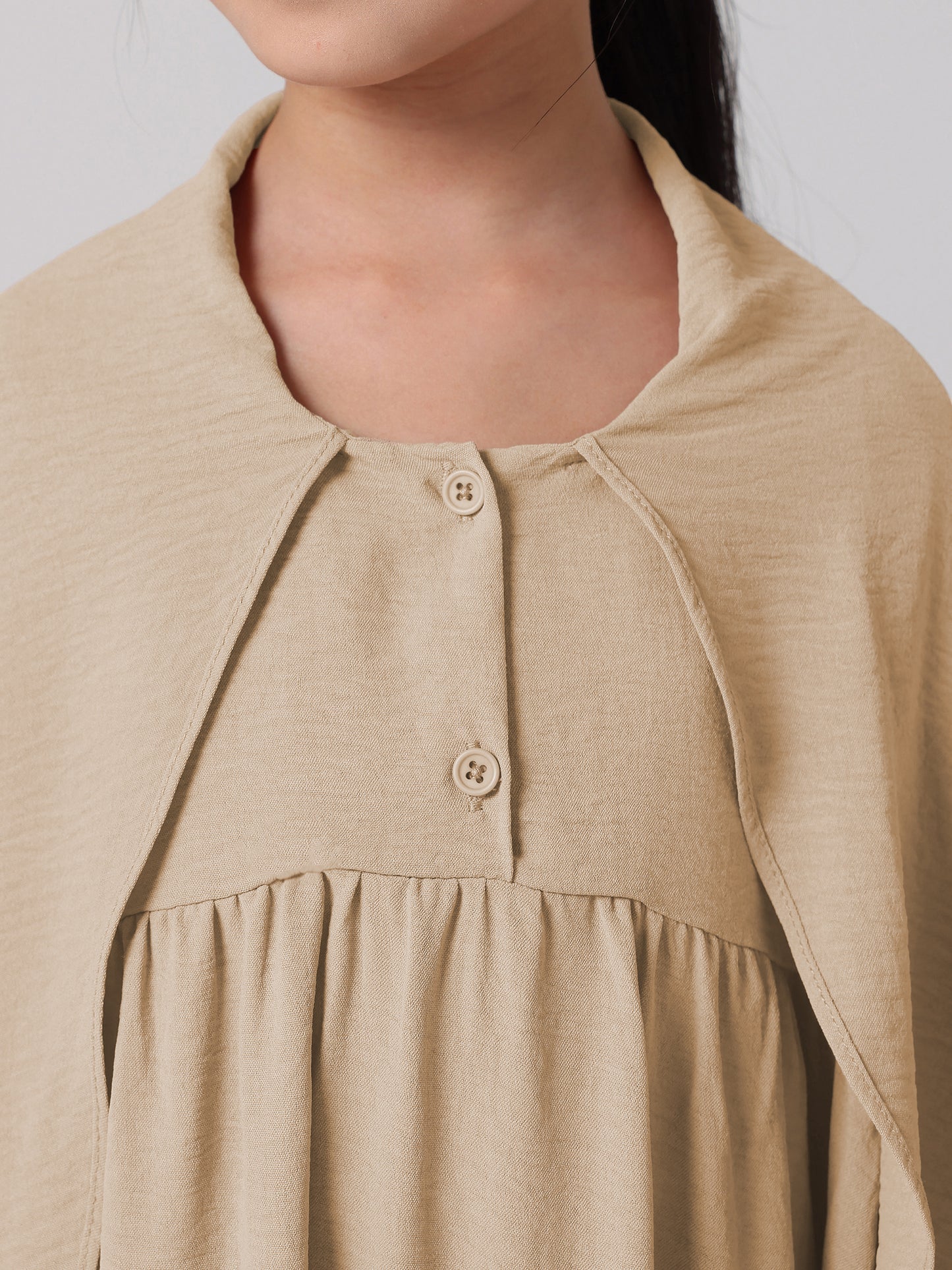 MSL2166 Girls Dress - Hooded Collar, Solid Color, Loose Fit | Hojumbo