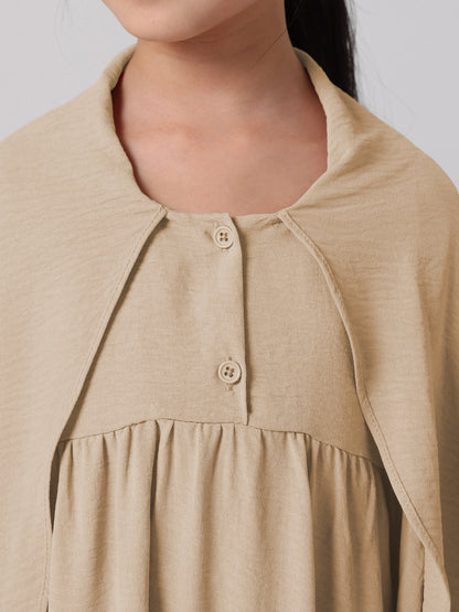 MSL2166 Girls Dress - Hooded Collar, Solid Color, Loose Fit | Hojumbo