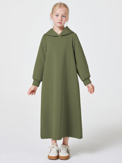 Ramadan Muslim girls in the Middle East solid color V-neck hooded loose abaya MSL222
