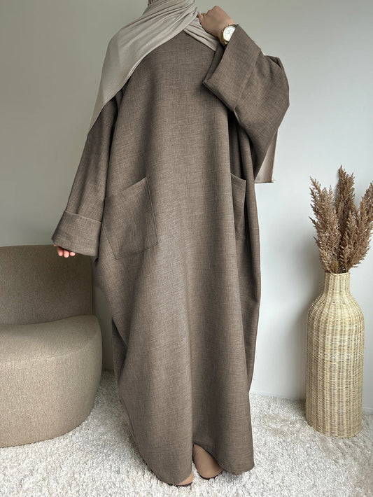 Middle Eastern Muslim long gown, women's long dress, solid-colored pocket Islamic dress Abaya GBR01