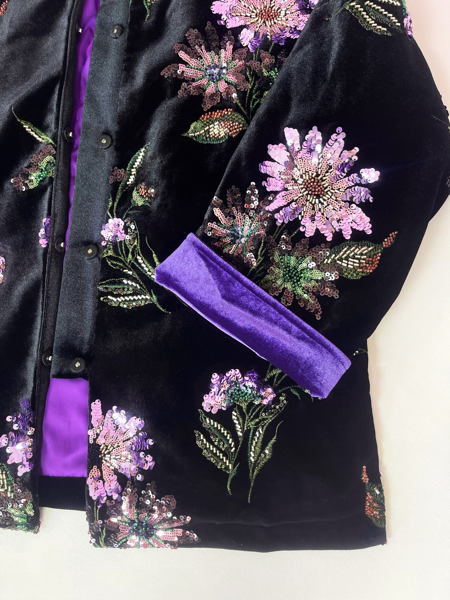 MSL902 Luxurious Handcrafted Sequined Beaded Velvet Cotton Jacket