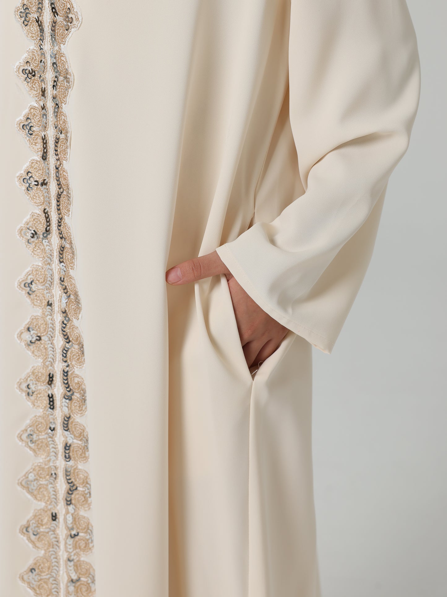 MK2636 Girls Abaya - V-Neck, Solid Color | Hojumbo
