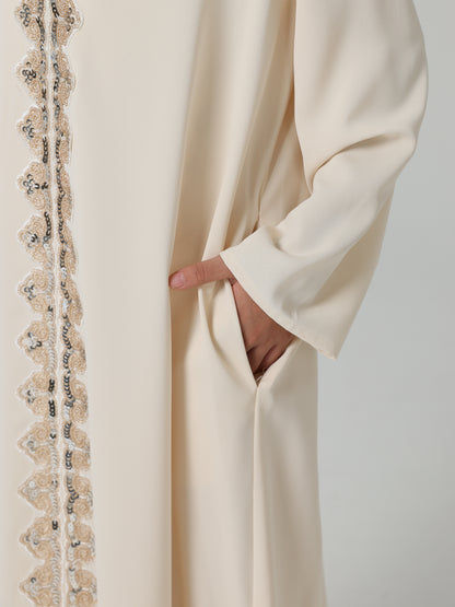 MK2636 Girls Abaya - V-Neck, Solid Color | Hojumbo