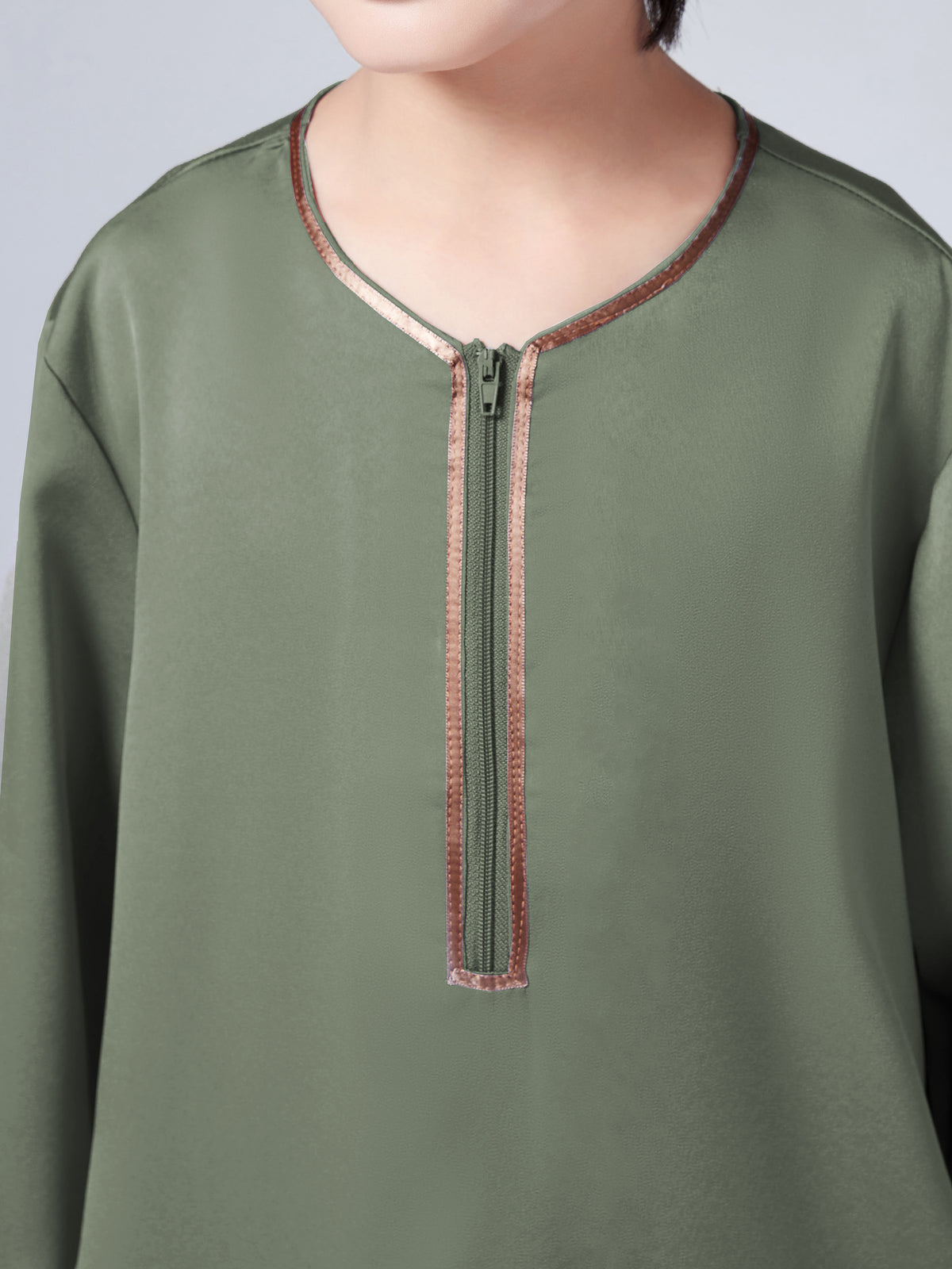 MSL157 Boys' Thobe - Satin, Loose Fit, Zip Front, Ramadan | Hojumbo