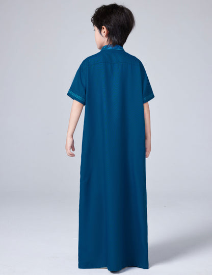 Islam Boy Thobe Ramadan Muslim Middle East Arab Dubai Malaysian Kids Loose Embroidery Clothing MSL207