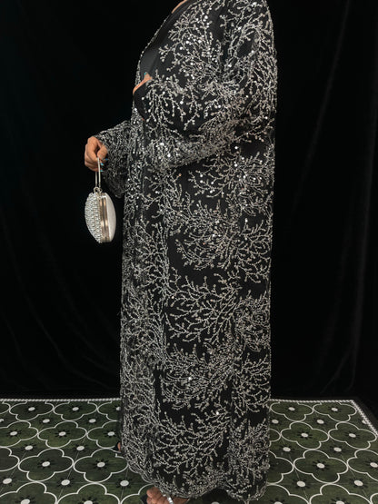 MSL895 The Night Shines Open Abaya Set