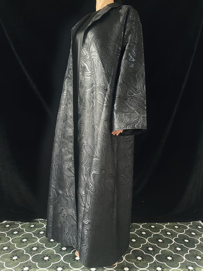 MSL900 Black Water Ripple Long Coat Jacket