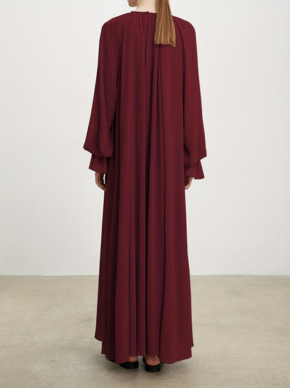 Naher Osten Dubai Islamisches Muslim Maxikleid Chiffon ausgestellte Ärmel plissiertes Silhouettekleid MSL62