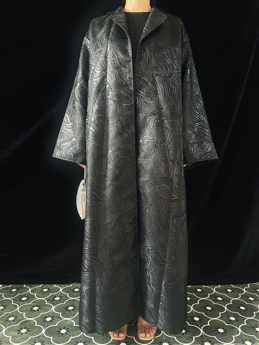 MSL900 Black Water Ripple Long Coat Jacket