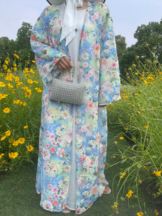MSL890 Oil Painting Garden Open Abaya