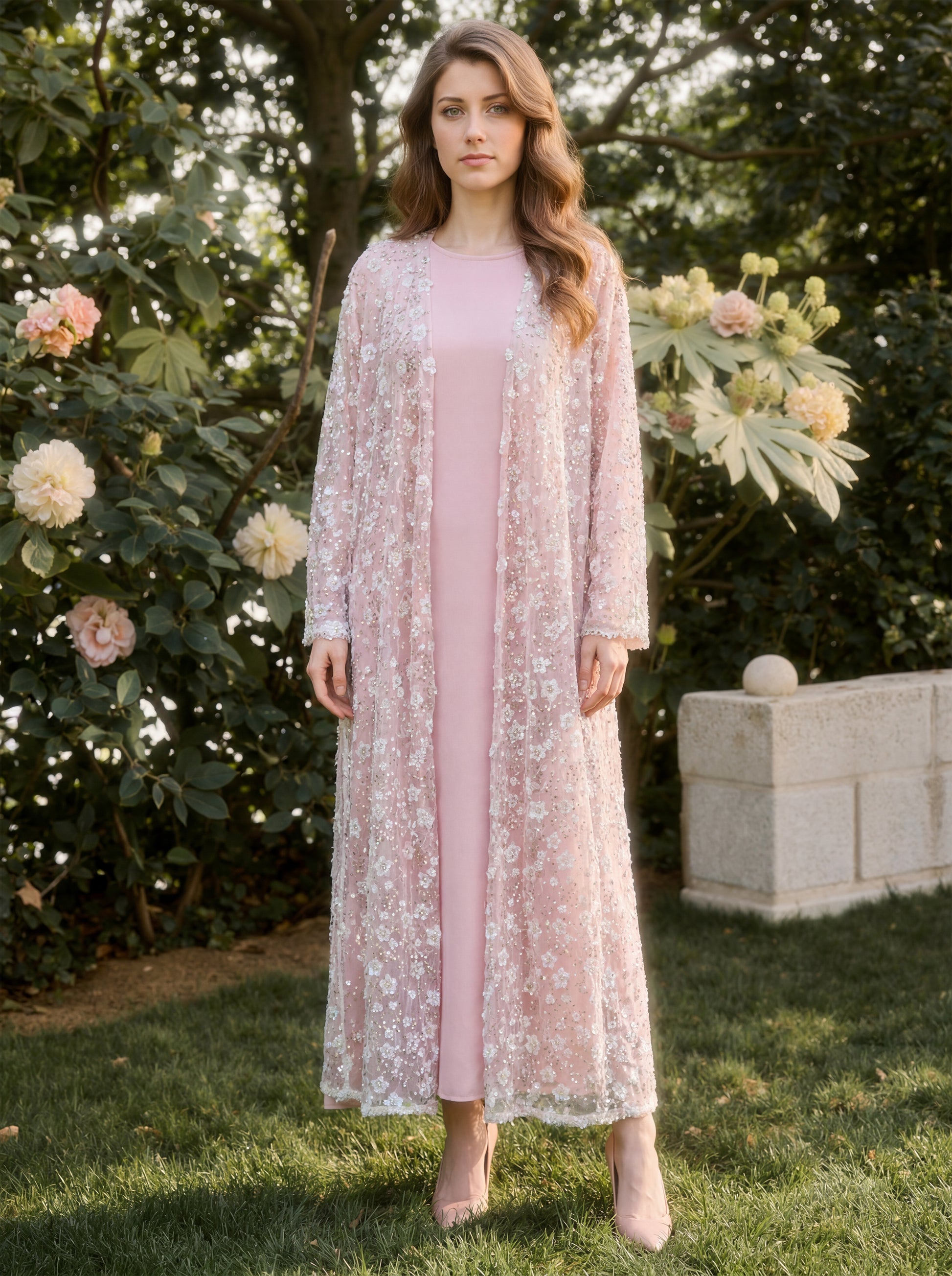 MK2666 Premium Abaya - Beaded Sequined | Modest Fashion Hojumbo
