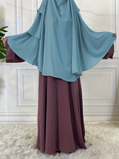 Ramadan Modest Islamic Three Layered Khimar, Solid Color Hijab Kebaya, Islam Women's Clothing MSL6