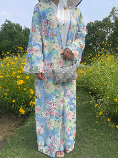 MSL890 Oil Painting Garden Open Abaya