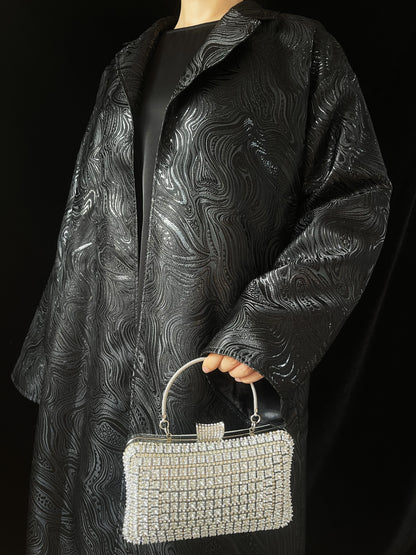 MSL900 Black Water Ripple Long Coat Jacket