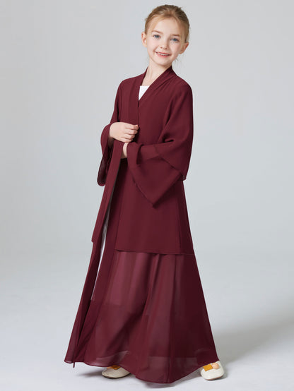 Ramadan Muslim kids Girls Abaya Solid Long Kaftan abaya enfant Robe Dress Kebaya Kids Clothes For Gift (Without Hijab) MSL131