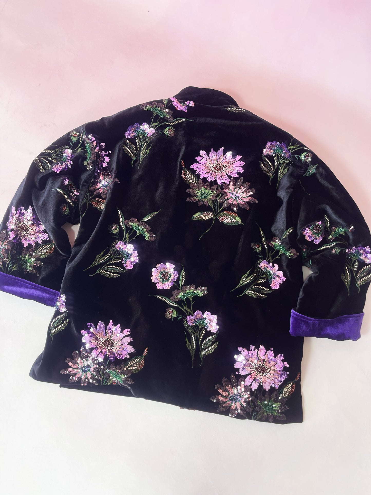 MSL902 Luxurious Handcrafted Sequined Beaded Velvet Cotton Jacket