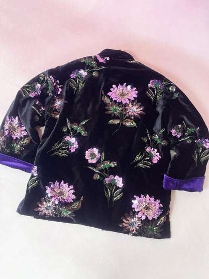 MSL902 Luxurious Handcrafted Sequined Beaded Velvet Cotton Jacket