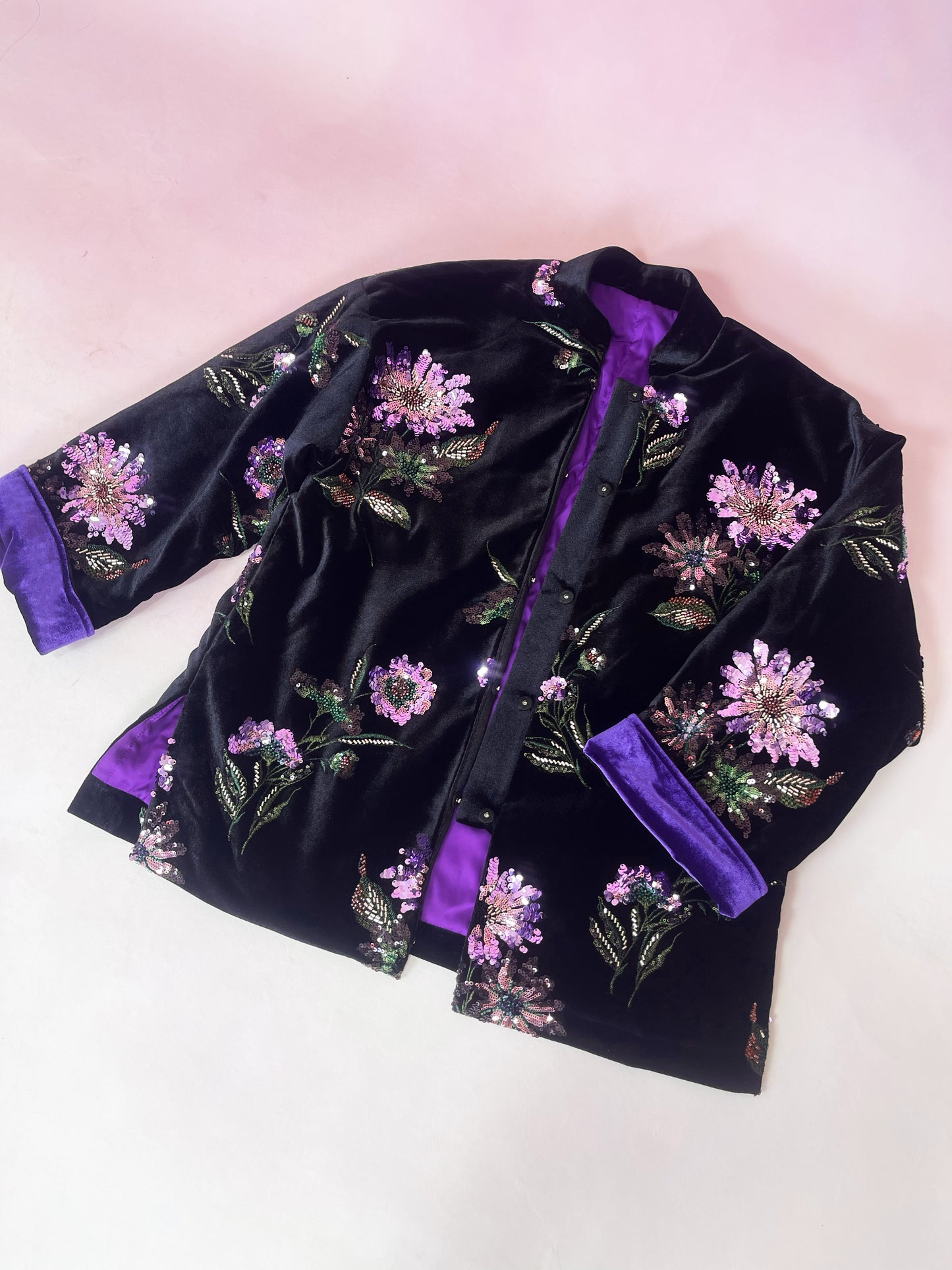 MSL902 Luxurious Handcrafted Sequined Beaded Velvet Cotton Jacket