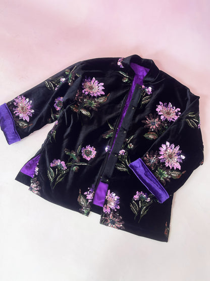 MSL902 Luxurious Handcrafted Sequined Beaded Velvet Cotton Jacket