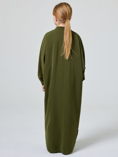 Ramadan kids Abayas Muslism Elegant Girl's Solid Crew Neck Long Sleeve Kaftan Dress For Pray Party, Abaya Dubai luxury MSL194