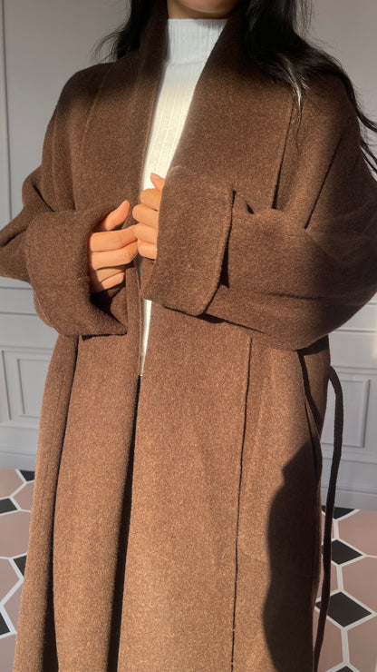 DY5 Women's Long Coat, Lapel Belt, Double-sided Woolen Coat