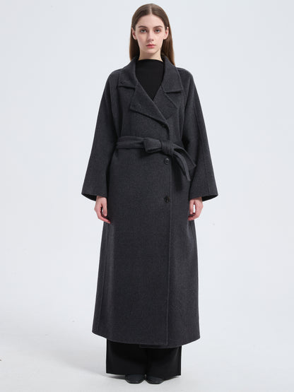 MN003 Women's 70% Wool Coat, Winter Collared Wool Coat with Belt