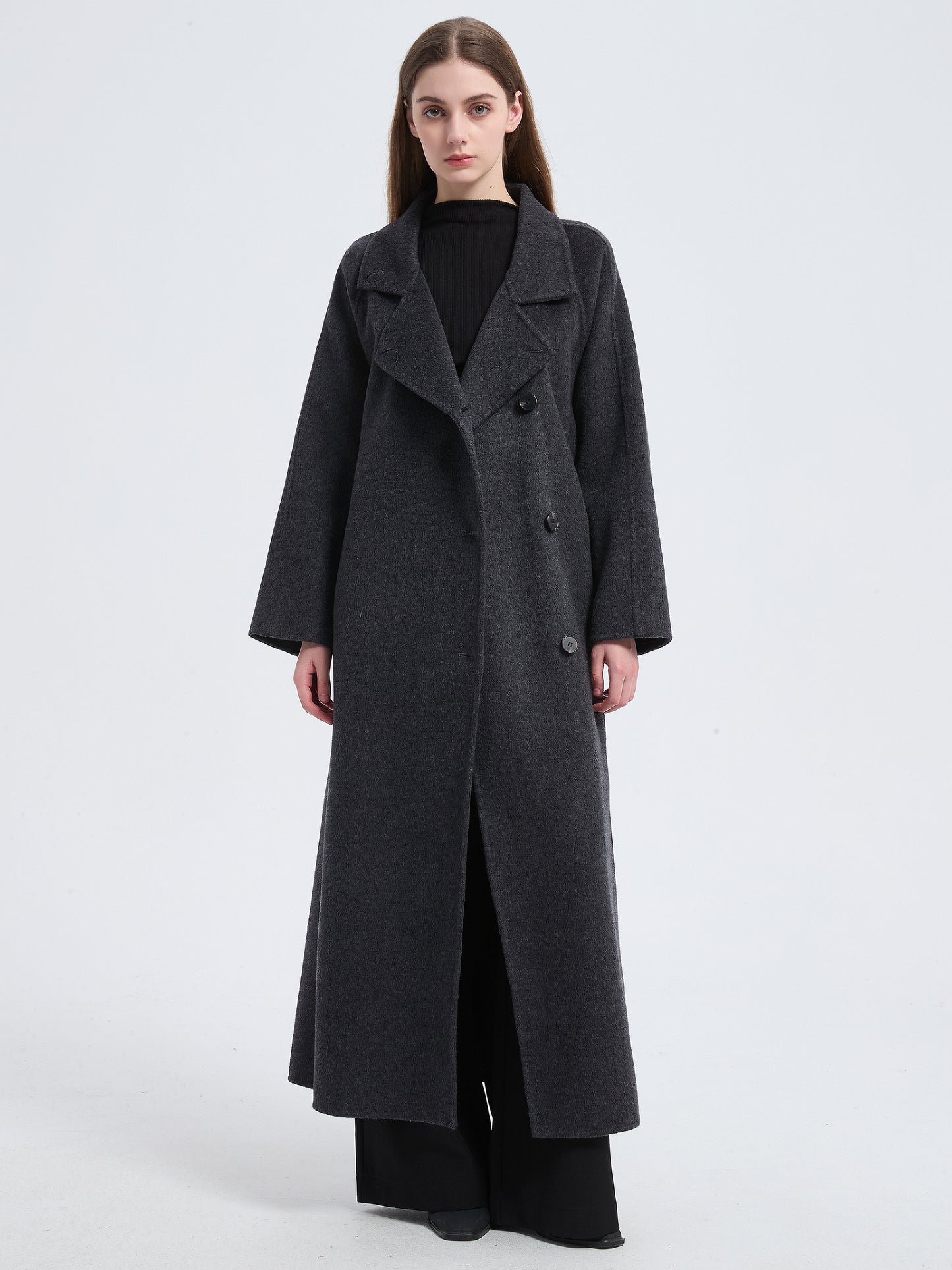 MN003 Women's 70% Wool Coat, Winter Collared Wool Coat with Belt