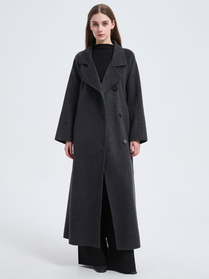 MN003 Women's 70% Wool Coat, Winter Collared Wool Coat with Belt