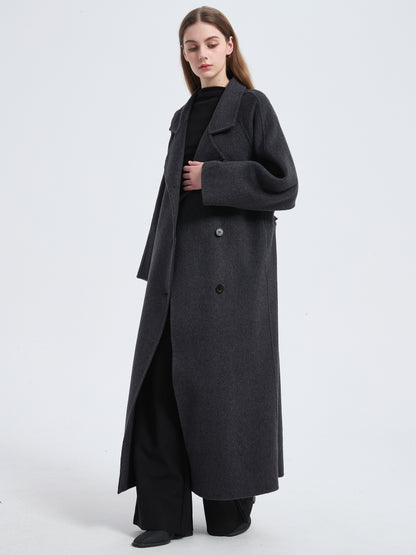 MN003 Women's 70% Wool Coat, Winter Collared Wool Coat with Belt