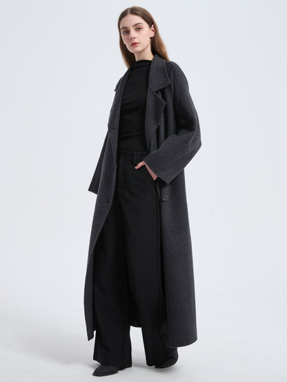MN003 Women's 70% Wool Coat, Winter Collared Wool Coat with Belt