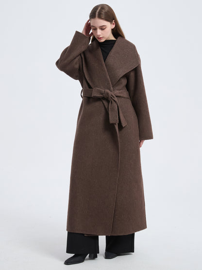 MN004 Women's 70% Wool Coat, Winter Double-breasted Wool Coat with Belt