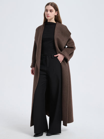 MN004 Women's 70% Wool Coat, Winter Double-breasted Wool Coat with Belt
