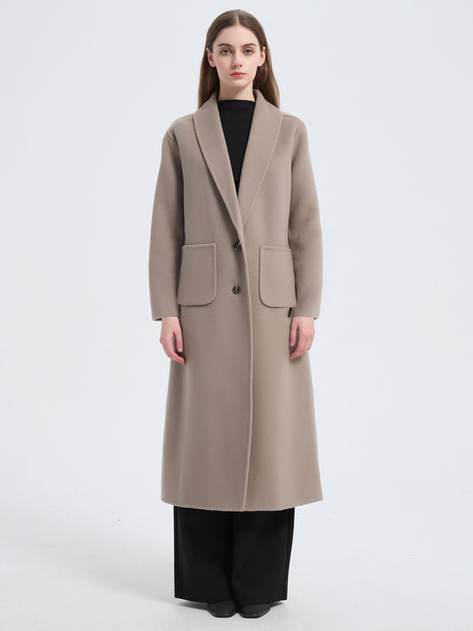 MN007 Women's 70% Wool Coat, Winter Single-breasted Lapel Wool Coat Jacket