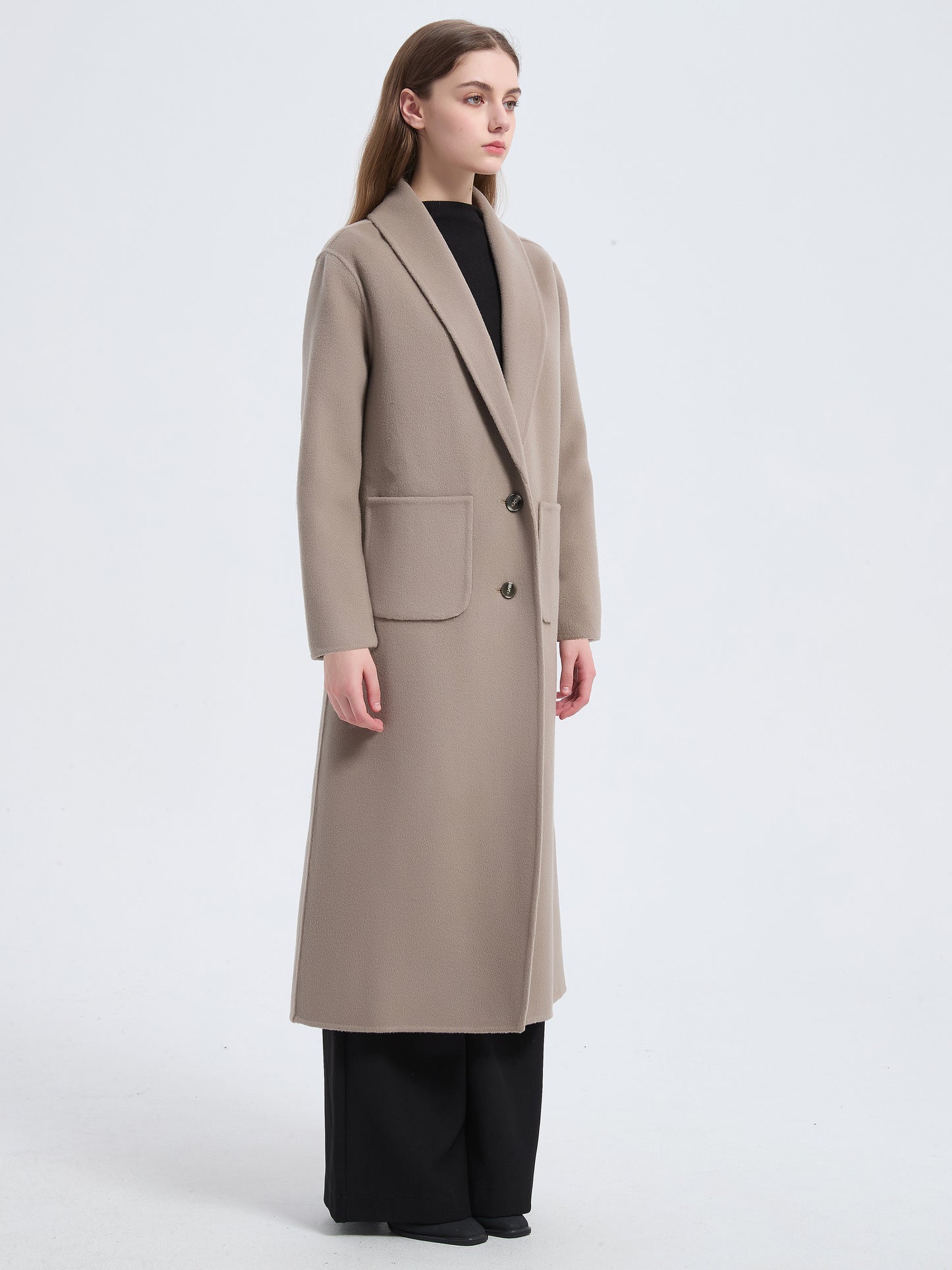 MN007 Women's 70% Wool Coat, Winter Single-breasted Lapel Wool Coat Jacket
