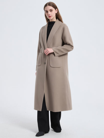 MN007 Women's 70% Wool Coat, Winter Single-breasted Lapel Wool Coat Jacket