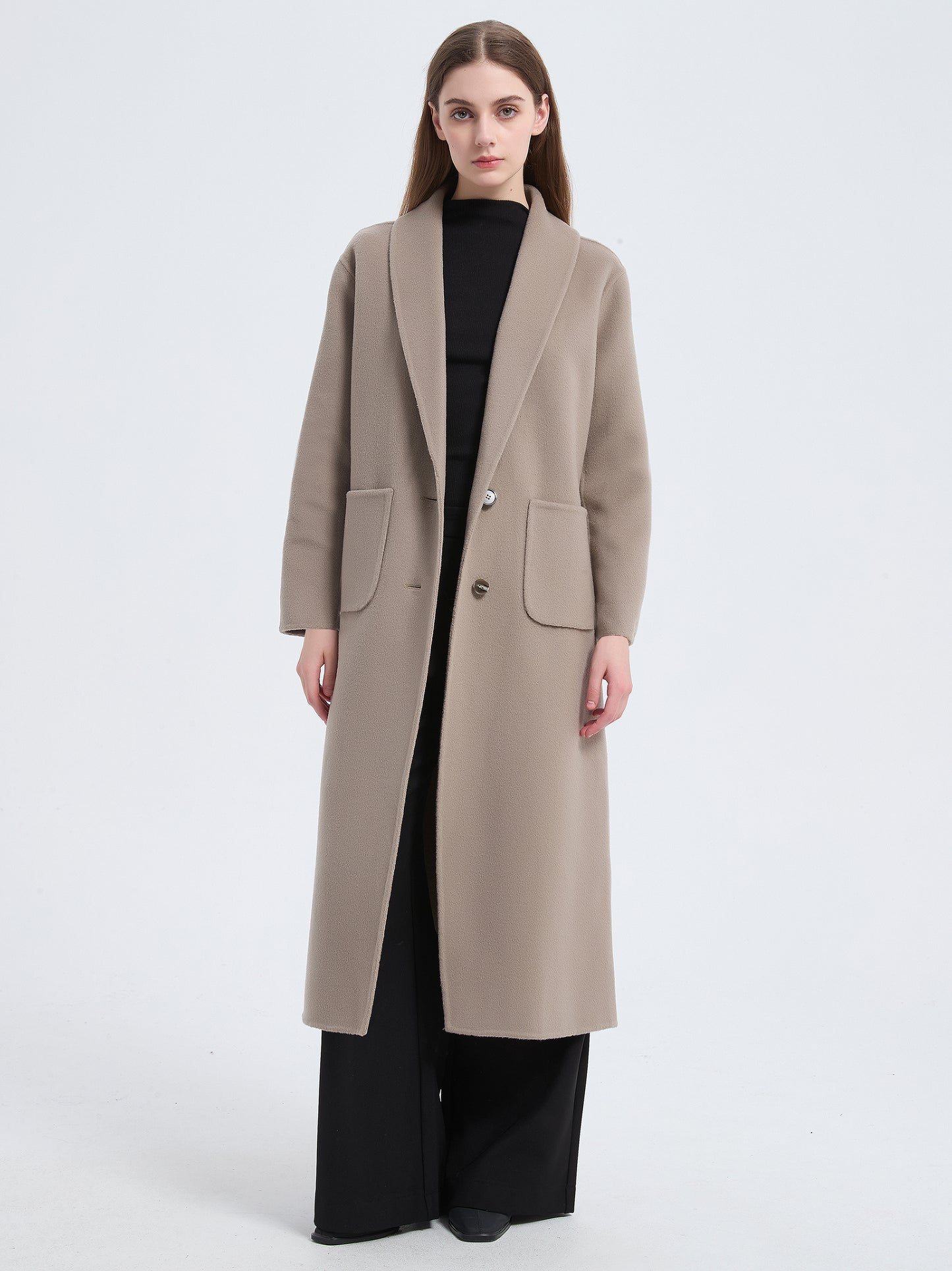MN007 Women's 70% Wool Coat, Winter Single-breasted Lapel Wool Coat Jacket
