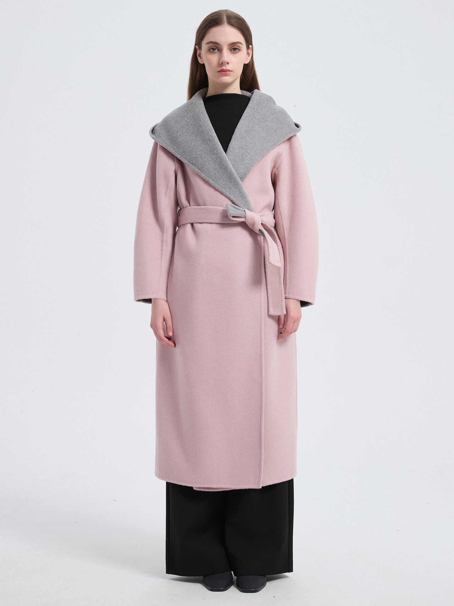 MN008 Women's 70% Wool Coat, Winter Two-color Lapel Woolen Coat Jacket