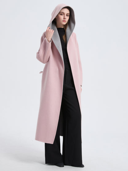 MN008 Women's 70% Wool Coat, Winter Two-color Lapel Woolen Coat Jacket