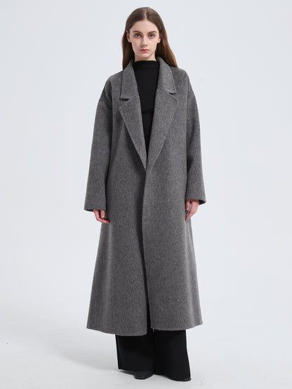 MN010 Women's 70% Wool Coat, Winter Collared Woolen Coat with Belt