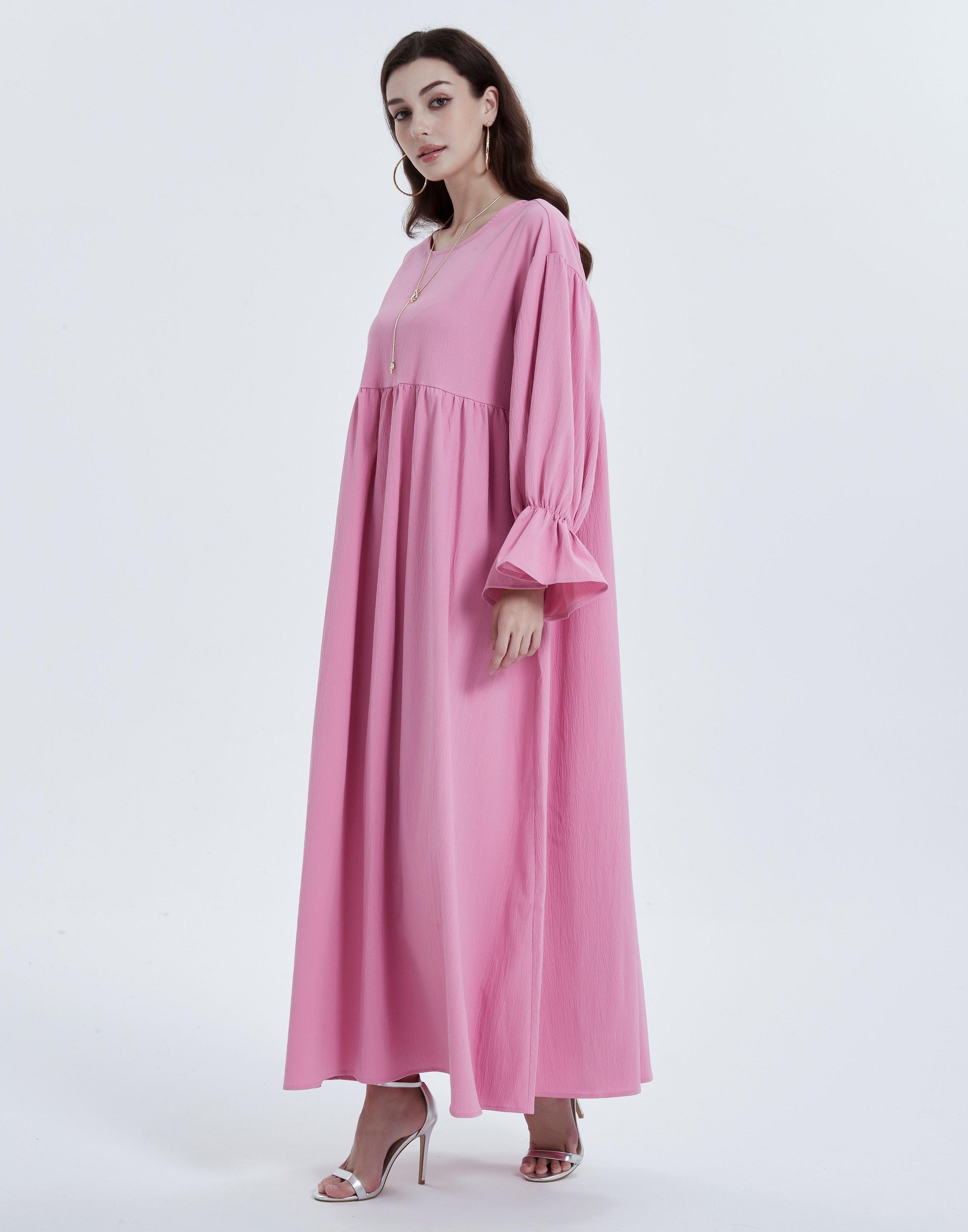 dress muslimah elegan Muslim Engagement Dress, Elegant Floor-length Evening Gown Beadwork, Satin Maxi Dress